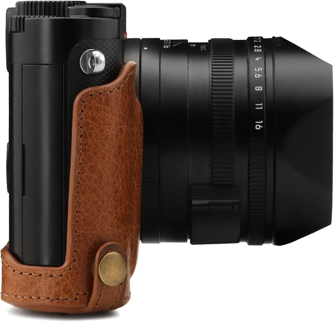 MegaGear MG1403 Leica Q-P, Q (Typ 116) Ever Ready Echtleder Kamera-Case mit Trageriemen - Braun, Bra