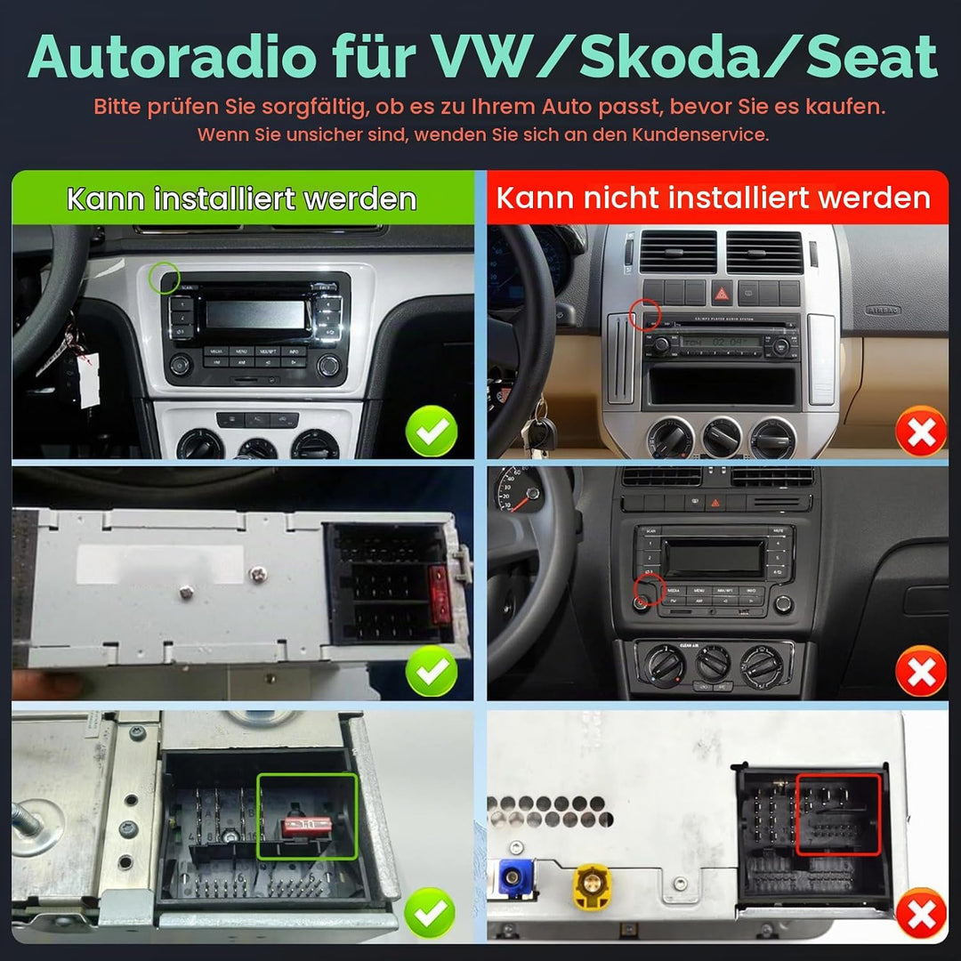 8 Core 6G+128G DSP Hikity Android Autoradio für VW Golf 5 6 Passat Tiguan Polo Caddy Seat, 7" Touchs