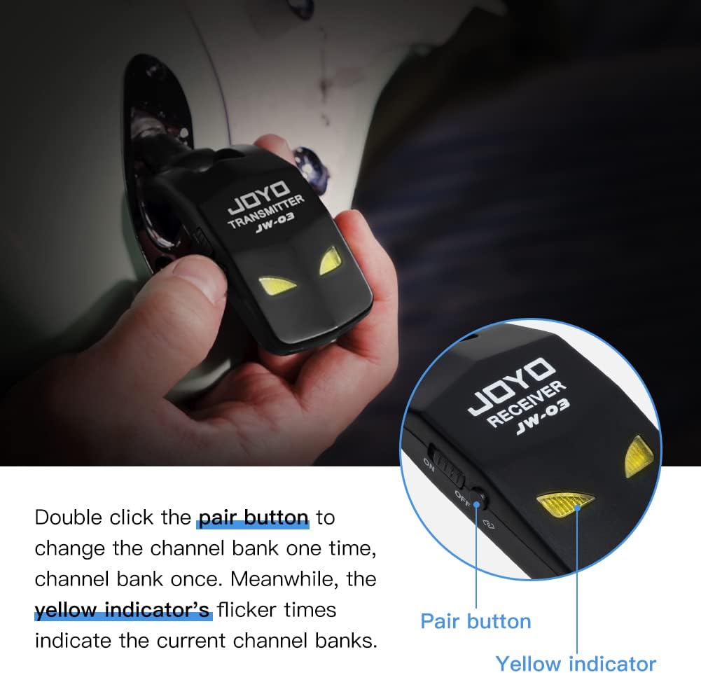JOYO 2,4 GHz Wireless Guitar System 4 Kanäle Wiederaufladbarer Audio Wireless Transmitter Receiver f