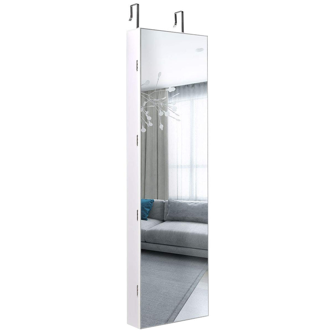 DREAMADE Schmuckschrank Spiegelschrank mit LED-Beleuchtung, LED Spiegelschrank Wandmontierend, Stand