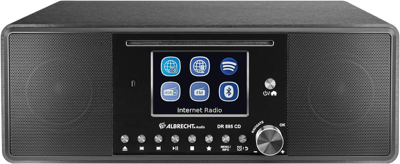 Albrecht DR 895 CD Kompaktanlage, DAB+/UKW/Internet/CD, 27895, Schwarz, mit 4" Farbdisplay, Stereo M