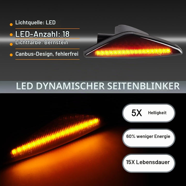 LED Blinker Seitenblinker für BMW E70 X5 E71 X6 F25 X3, Blinker mit Canbus Fehlerfrei, E70 X5 E71 X6