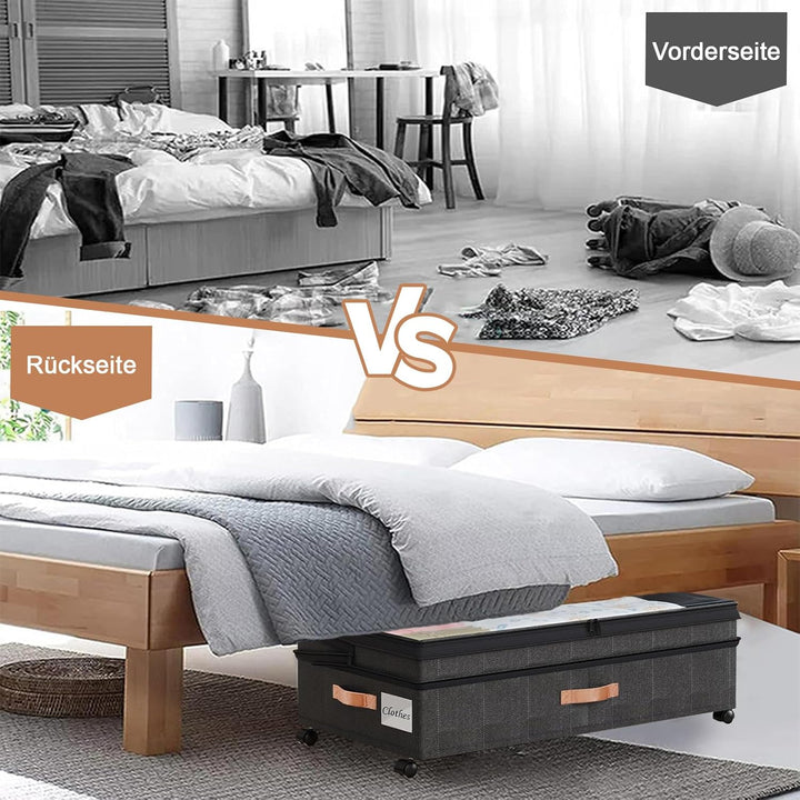 2 Stück Unterbettkommode Mit Rollen (Einstellbare Höhe 18-24cm), Unterbett Aufbewahrungsbox, Bettkas