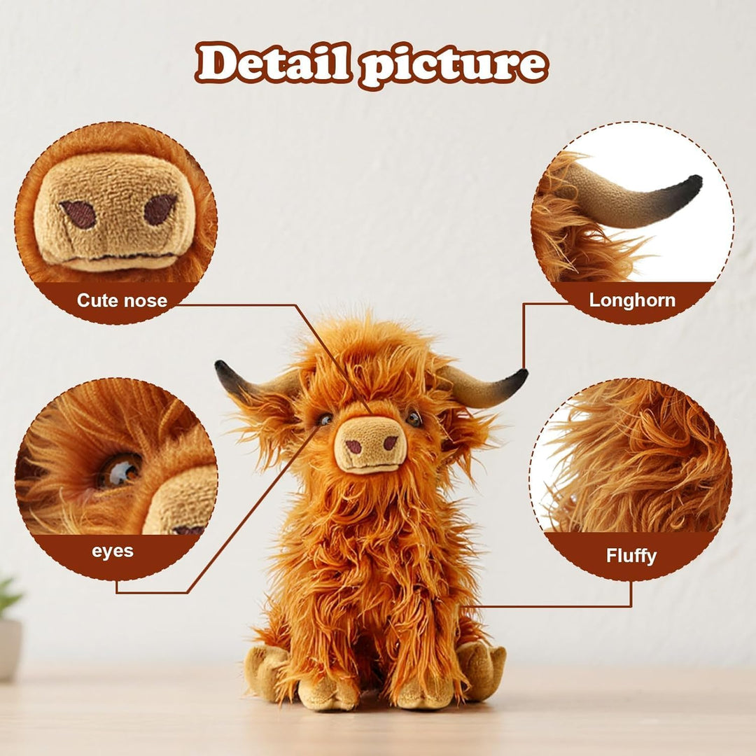 Highland Cow Kuscheltier 1 Stück Extra Weich & Formstabil, Highland Cow Plüsch Hochlandkuh Plüschtie