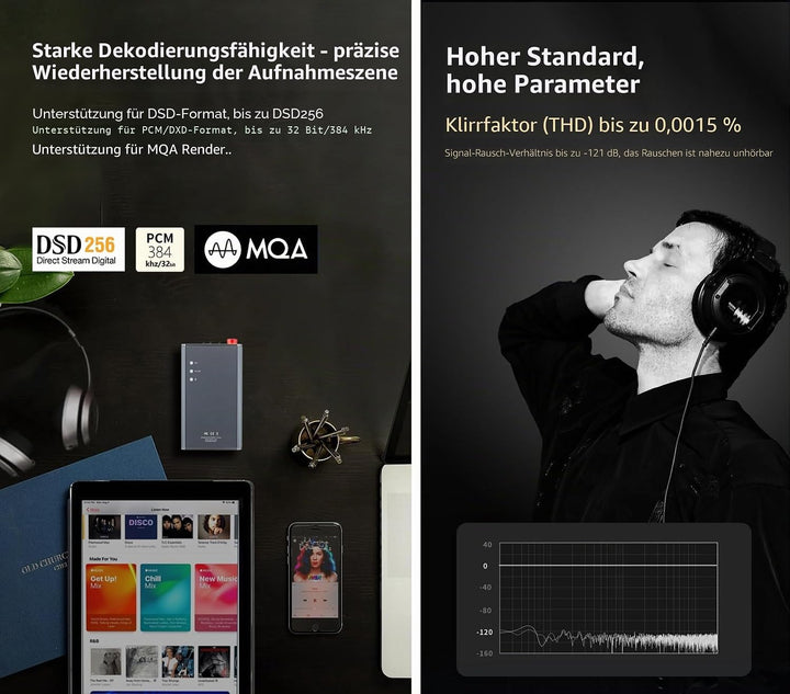 xDuoo XD05 PLUS2 Tragbarer DAC Kopfhörerverstärker - 1200mw Ausgangsleistung Bluetooth 5.1 USB-Unter