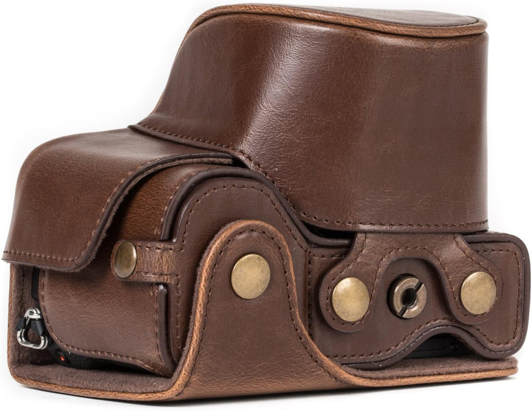 MegaGear Sony Alpha A6500 (16-50 mm) Ever Ready Leder Kamera-Case mit Trageriemen und Batteriezugang