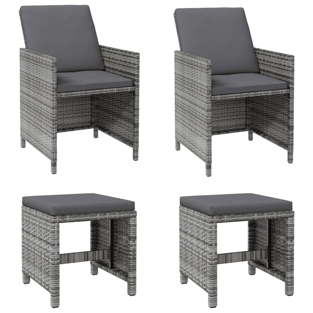 Tidyard 4-TLG. Gartenstuhl und Hocker Set Gartenstuhl Balkonstuhl Rattansessel Gartenmöbel Poly Ratt