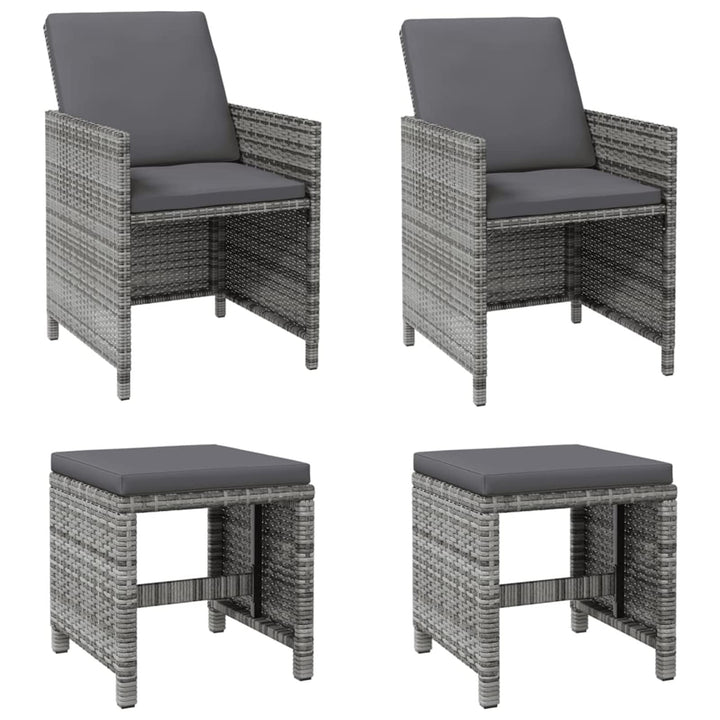 Tidyard 4-TLG. Gartenstuhl und Hocker Set Gartenstuhl Balkonstuhl Rattansessel Gartenmöbel Poly Ratt