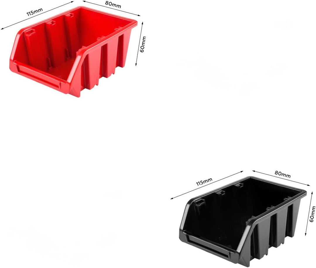 Lagersystem Werkstattregal | 115 x 78 cm | 56 stck. Box | Wandregal mit Werkzeughalterungen und Stap