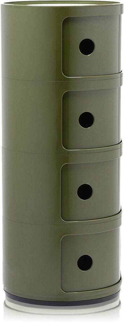 Kartell Componibili, 4 Elements, Grün, Runde Basis 4-fächer Grün, 4-fächer Grün