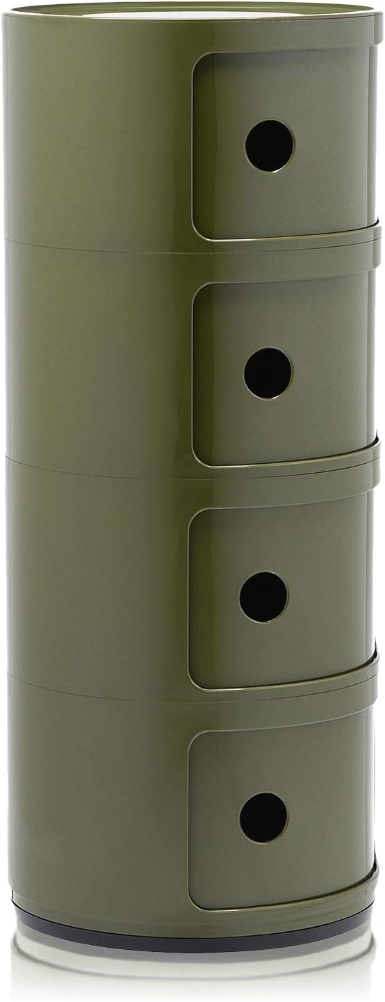 Kartell Componibili, 4 Elements, Grün, Runde Basis 4-fächer Grün, 4-fächer Grün