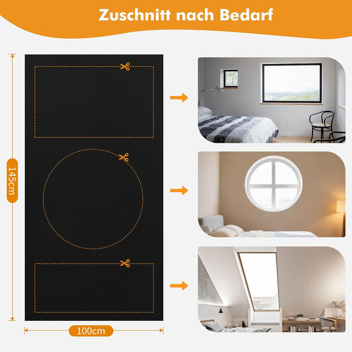 Teamkio Fenster Verdunklungsstoff, 1mx1.45m Dachfenster Verdunkelung Sonnenschutz, für Fenster und V