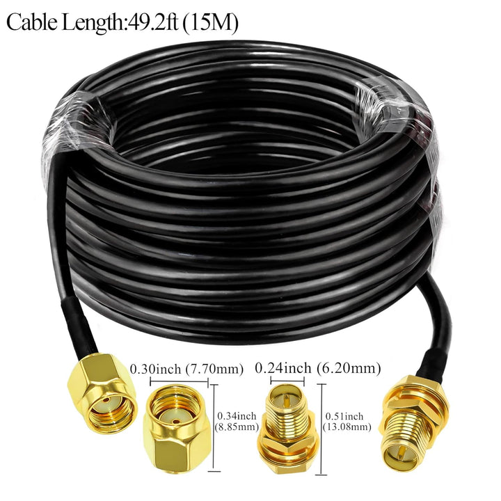 TUOLNK RP SMA Kabel RG58 49.2Ft (15M) RP SMA Buchse auf Stecker Verlängerungskabel 50 Ohm für RF Rad