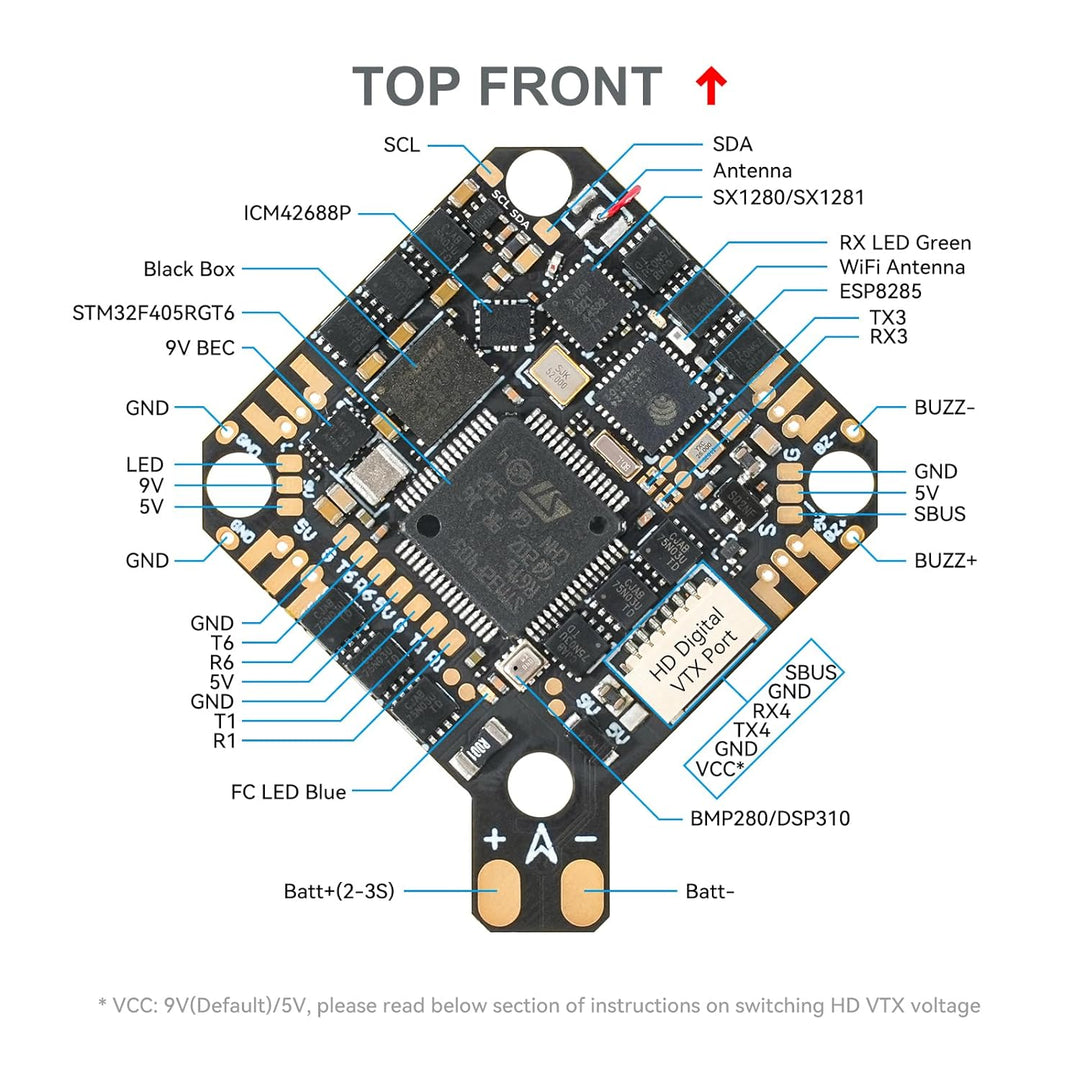 BETAFPV F4 2-3S 20A AIO Brushless Flight Controller, for HD 2-3S HD Whoop Quadcopter like Pavo Pico/