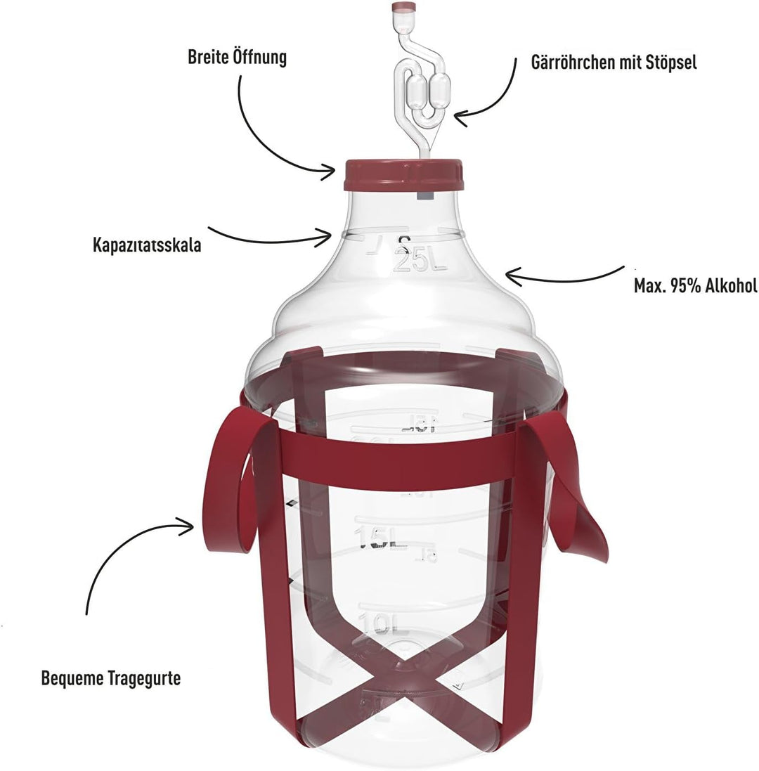 lilawelt24 25 L Gärballon Weinballon Gärbehälter Flasche Weithalsballon Gummistopfen
