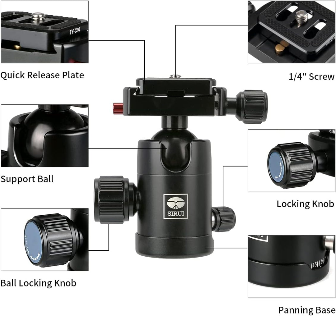 Sirui AM-35K Ministativ mit Kugelkopf und Mittelsäule, schwarz, Gross, Gross