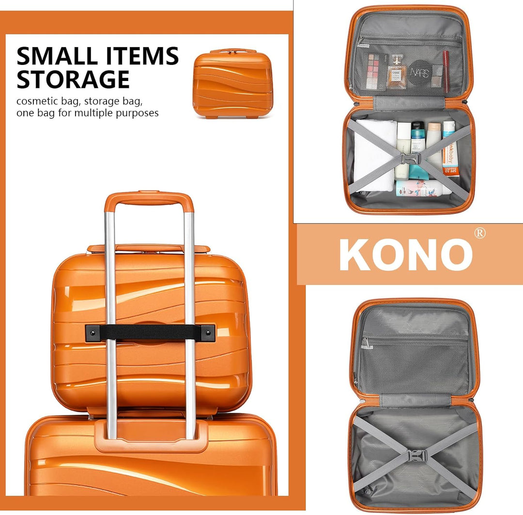 KONO Kosmetikkoffer Beautycase Kabinengepäck Damen PP Schminkkoffer (Orange) Orange S, Orange S