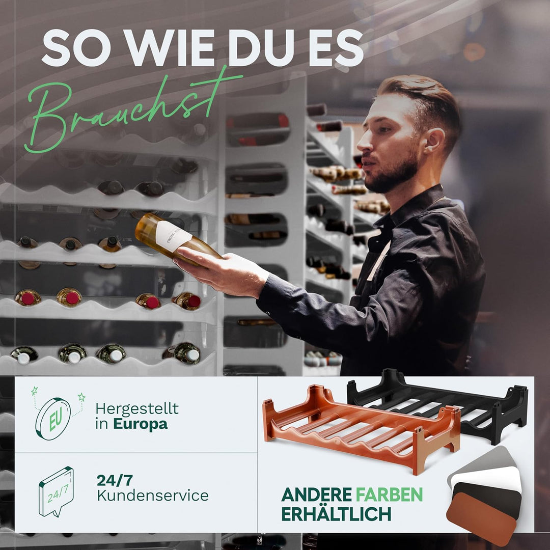 Novaliv Weisses, Modulares Flaschenregal für 72 Weinflaschen - Stapelbar, Erweiterbar, Robust - Idea