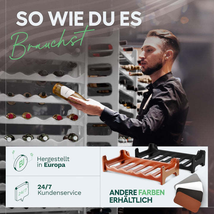 Novaliv Weisses, Modulares Flaschenregal für 72 Weinflaschen - Stapelbar, Erweiterbar, Robust - Idea