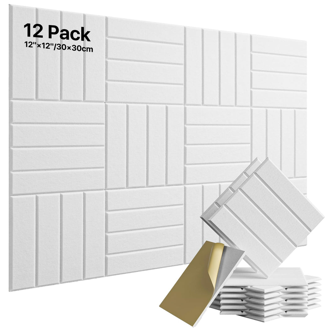Soundsbay 12 Stück Akustikpaneele Selbstklebend, Akustikplatten aus Polyester zur Schalldämmung, 30×