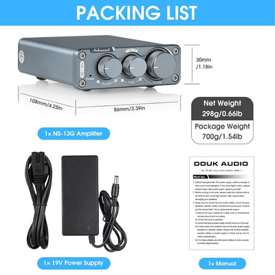 [2021 Upgraded] Nobsound Hi-Fi 100W×2 Digital Power Amplifier Stereo Verstärker with Treble Bass Con