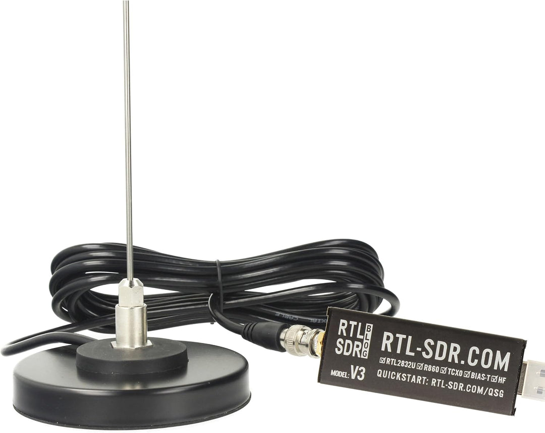 RTL-SDR Blog V3 USB SDR Empfänger Set mit R860/R820T2 Dongle und GSCAN II Scannerantenne 25–2000 MHz