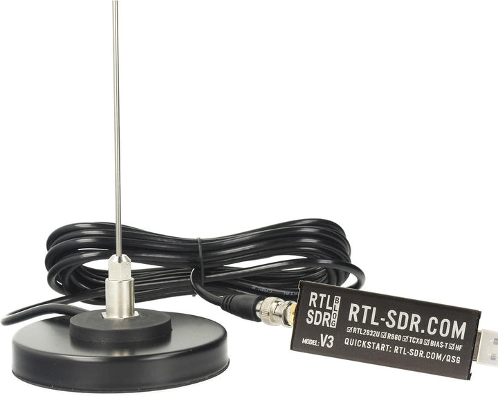 RTL-SDR Blog V3 USB SDR Empfänger Set mit R860/R820T2 Dongle und GSCAN II Scannerantenne 25–2000 MHz