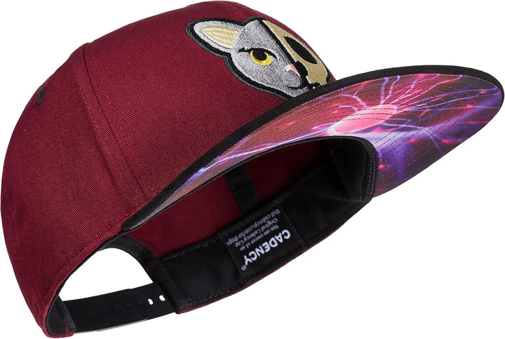 Cadency® Snapback Cap Schrödingers Katze, Damen und Herren, Weinrot, Unisex, Grössenverstellbar