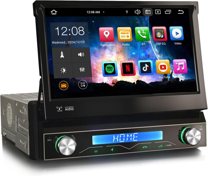 Erisin 7 Zoll 8-Kern 4GB RAM 64GB ROM Android 12 Autoradio 1 Din mit GPS Unterstützt Wireless CarPl