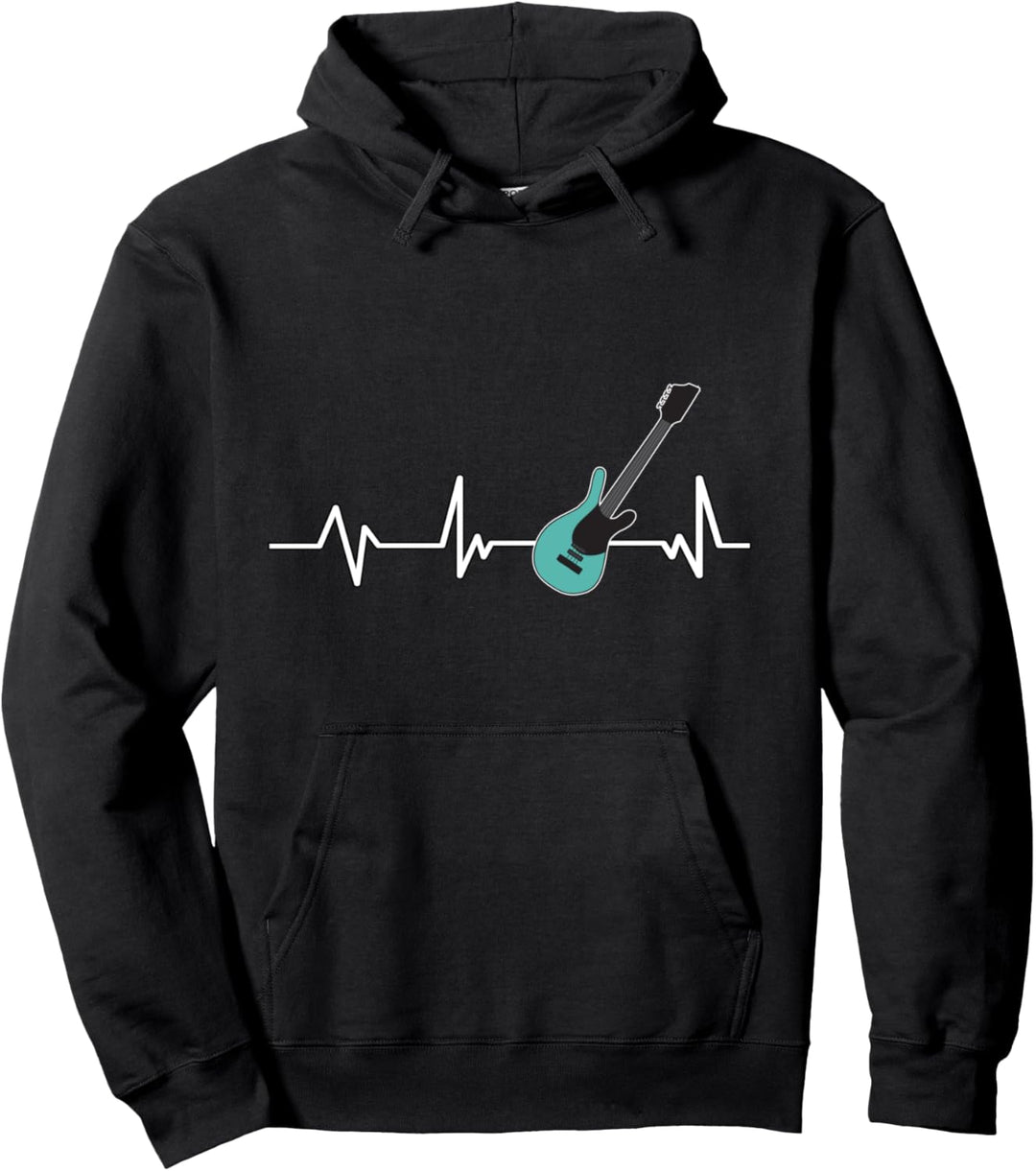Bassgitarrenspieler Herzschlag Gitarrist Bassgitarre Pullover Hoodie