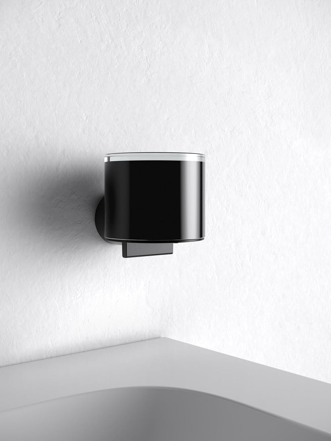 KEUCO Reva Seifenspender mit Stülpglas, 140 ml, Metall schwarz matt, Schwarz