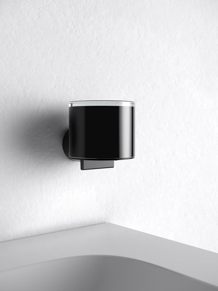 KEUCO Reva Seifenspender mit Stülpglas, 140 ml, Metall schwarz matt, Schwarz