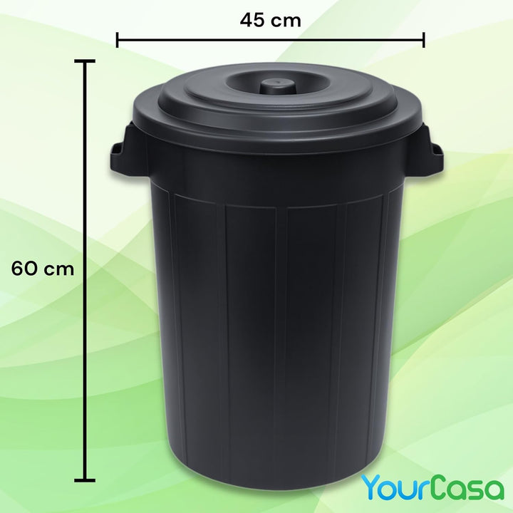 YourCasa Mülltonne 70L - Mülleimer mit Deckel verschliessbar - Tonne mit Trageriffen für Garten - Fu
