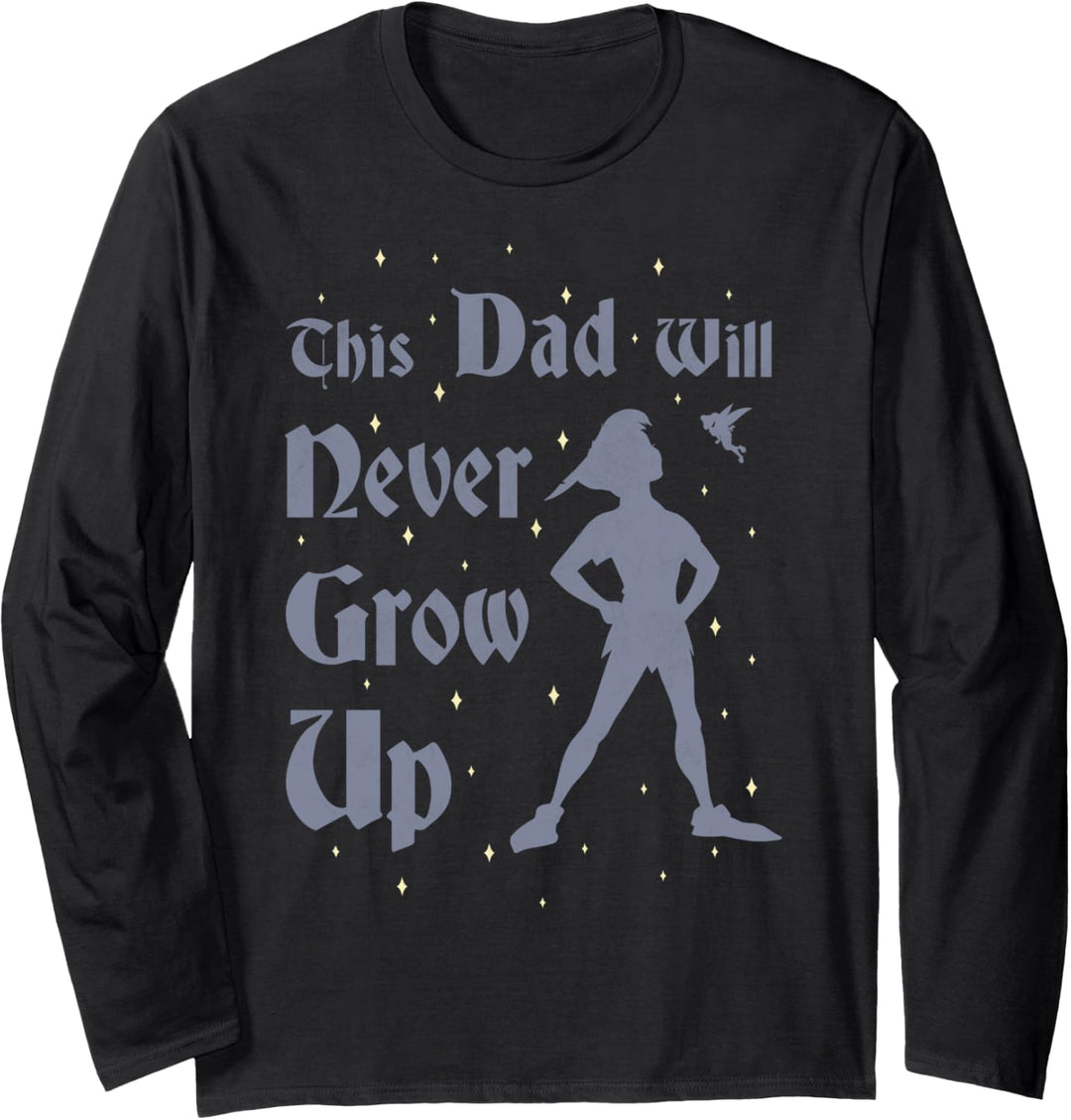 Disney Peter Pan This Dad Will Never Grow Up Silhouette Langarmshirt