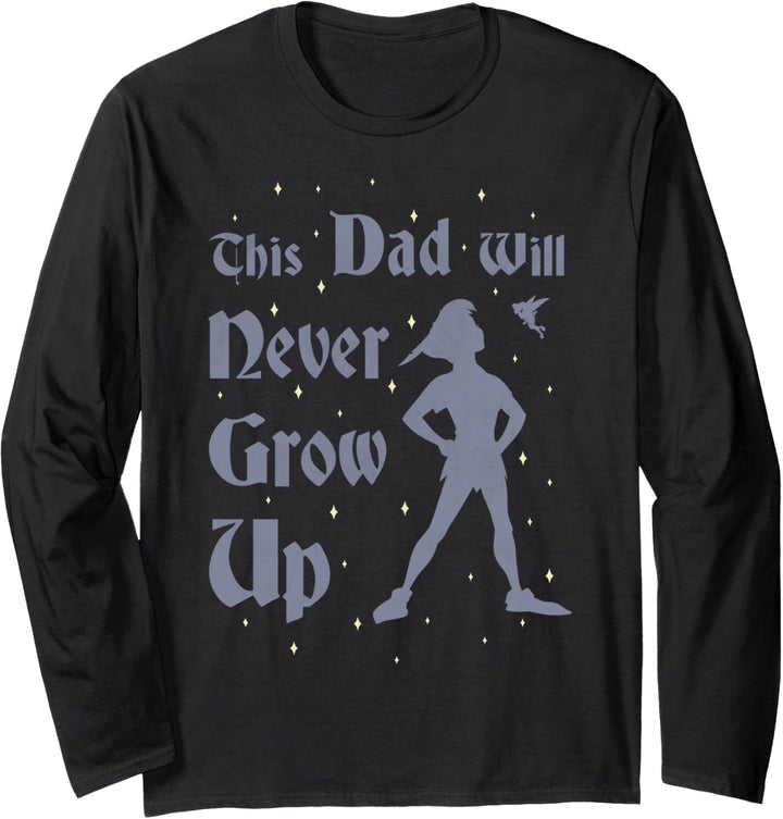 Disney Peter Pan This Dad Will Never Grow Up Silhouette Langarmshirt