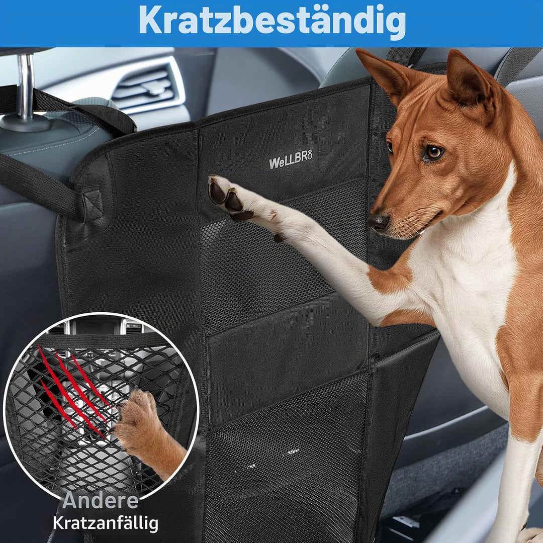 Wellbro Hunde Auto Rücksitz Barriere Gepolstert und Langlebig Nylon Netz Haustier Barriere Fahrzeug
