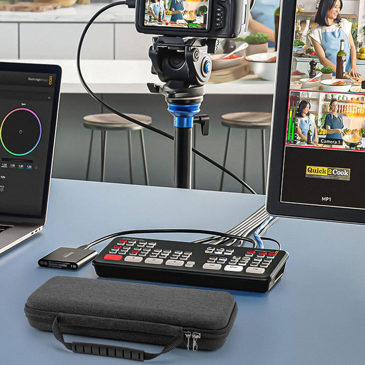 GEEKRIA Reise-Hartschalen-Etui, Schutztasche EVA kompatibel mit Blackmagic Design ATEM Mini Pro (Dun