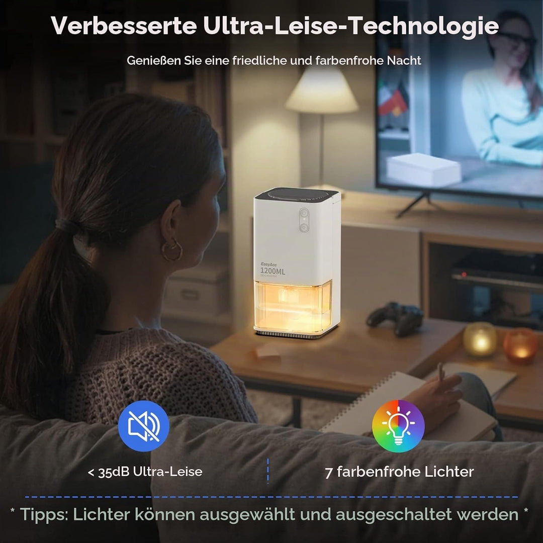 Luftentfeuchter 1200ml,EasyAcc Luftentfeuchter Elektrischer Entfeuchter Leise Tragbarer Raumentfeuch