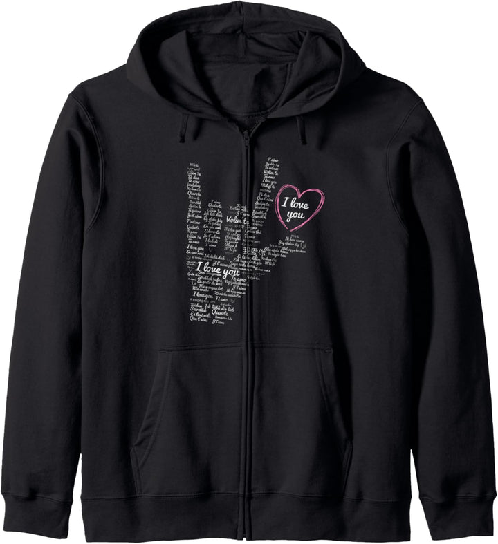 Ich liebe dich American Sign Language in mehreren Sprachen Kapuzenjacke