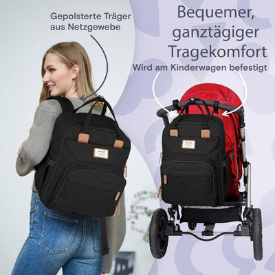 RUVALINO Baby Wickelrucksack, Multifunktional Wickeltasche Reise Rucksack Grosse Kapazität Babytasch