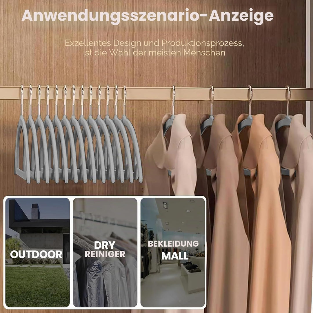 Jiang&amp;Rong Kleiderbügel Samt Grau, ultradünn, platzsparend, rutschfest, Keine Schulterstösse, Clothe