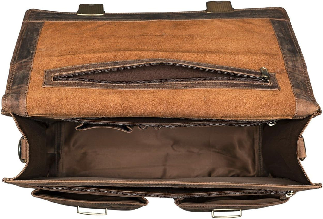 STILORD 'Tiberius' Retro Aktentasche Leder Businesstasche zum Umhängen DIN A4 Dokumententasche mit S