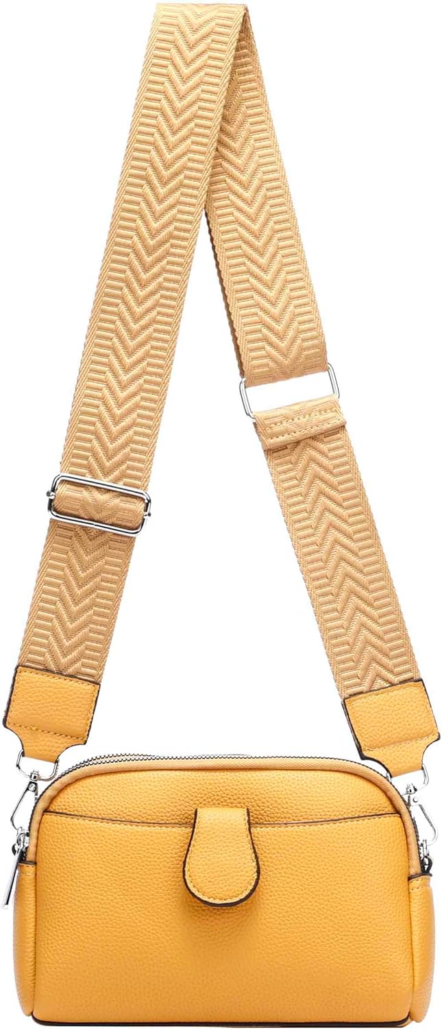 OBC Damen Tasche Crossbody Umhängetasche Bodybag Schultertasche Metallic Handytasche Crossover Kunst