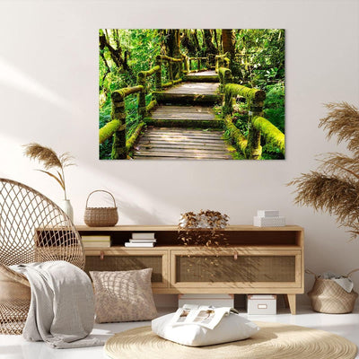 Bilder auf Leinwand 100x70cm Leinwandbild Asien natur park brücke Gross Wanddeko Bild Schlafzimmer K