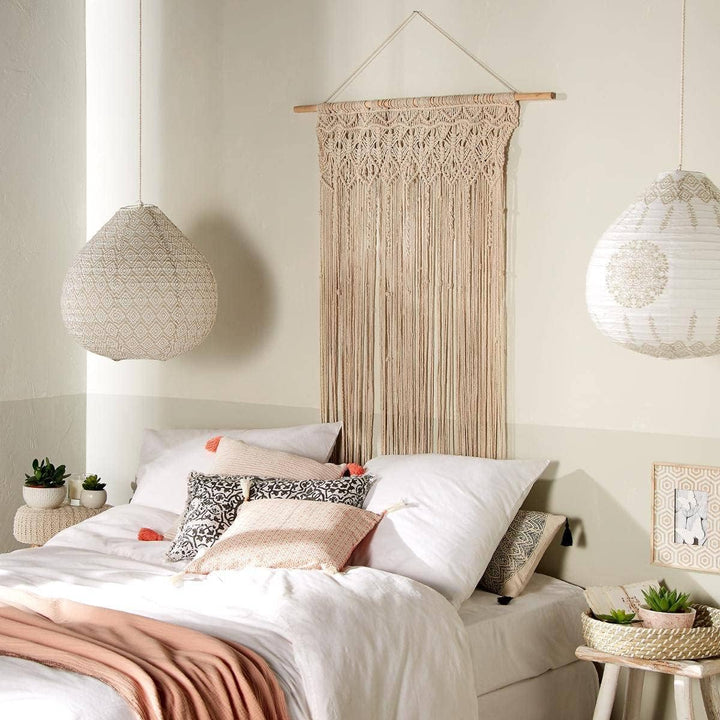 Macrame Wire Curtain Summer cm Beige, cm Beige