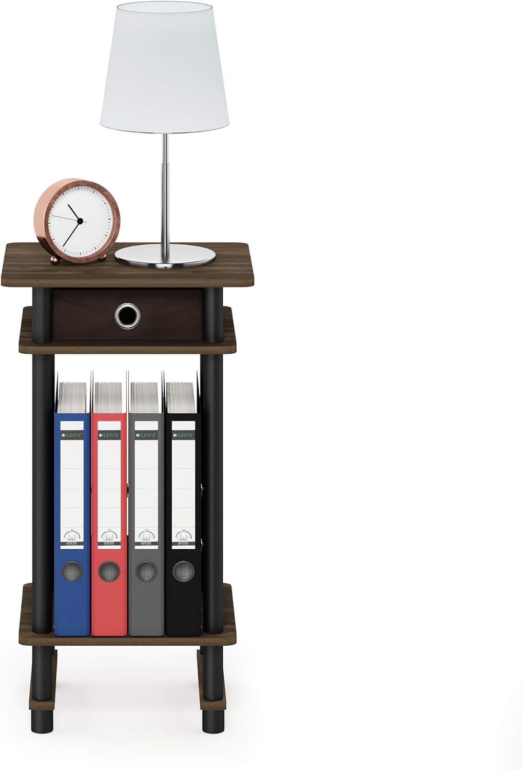 Furinno Hoher Beistelltisch mit Einschüben, Holz, Columbia Walnuss/Schwarz/Dunkelbraun, 29.49 x 39.5