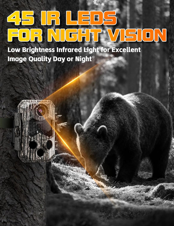 Wildkamera, Video 4K H.264 60MP mit 10000mAh Akku
