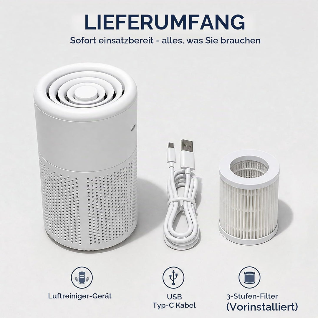Luftreiniger Allergiker, mit H13 HEPA Filter, 37dB Ultra Leise, Air Purifier gegen Rauch, Tierhaare,
