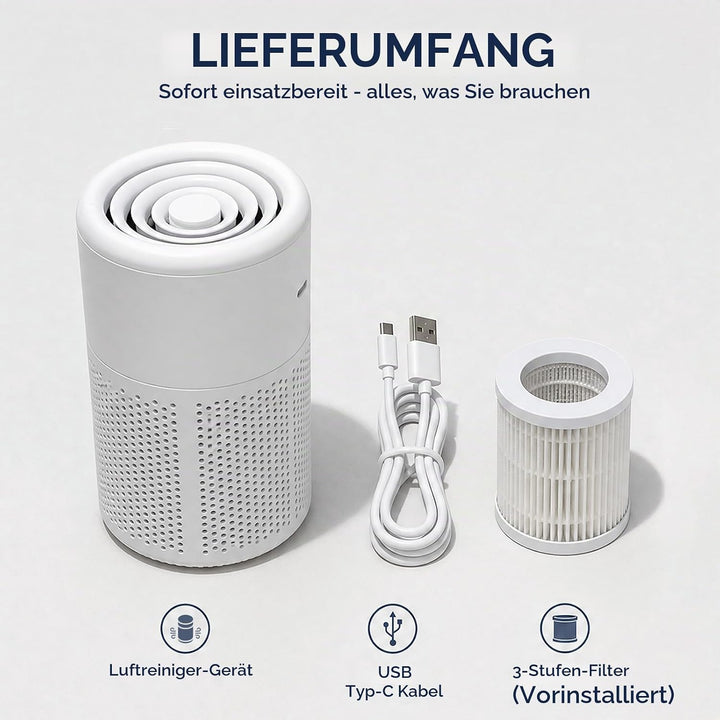 Luftreiniger Allergiker, mit H13 HEPA Filter, 37dB Ultra Leise, Air Purifier gegen Rauch, Tierhaare,