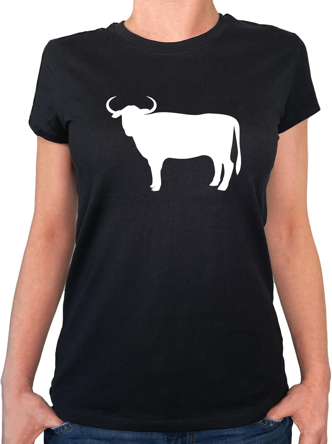 Huuraa Damen T-Shirt Stier Bulle Silhouette Bio Baumwolle Fairtrade Oberteil Grösse XS-XXL mit Motiv
